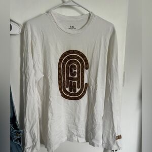 Coach White Shirt with Brown Logo Design